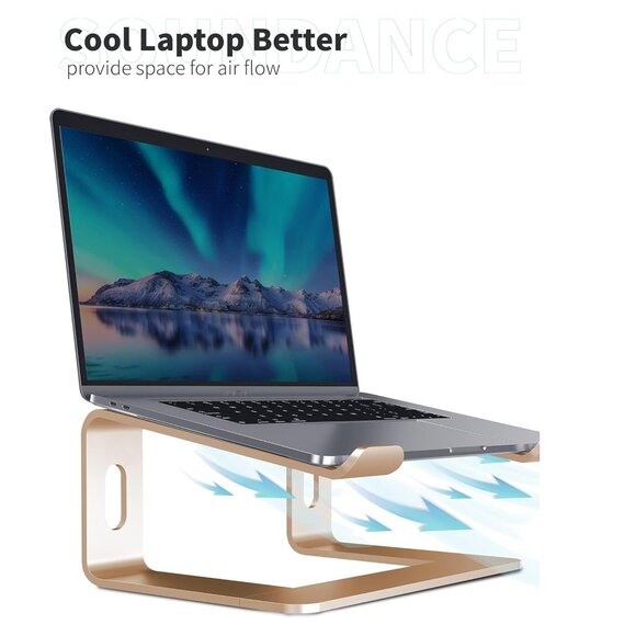 EUC Soundance Laptop Stand, Aluminum, Compatible with 10 to 15.6 in Laptop, Gold - Picture 4 of 16